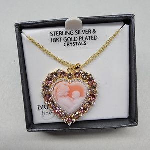 NWT Brilliance fine jewelry cameo pendant and 18 inch necklace.